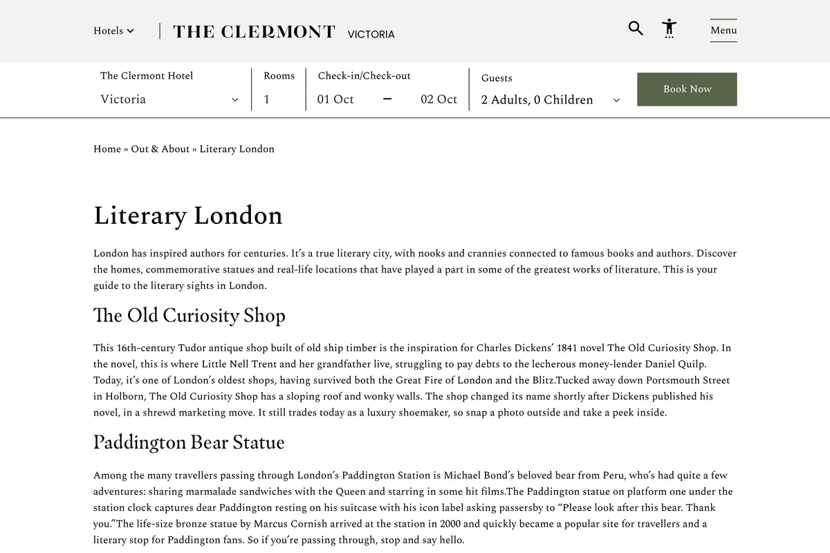 Opening of The Clermont’s ‘Literary London’ guide