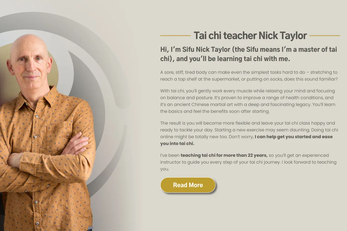 Tai Chi Nick homepage: Nick Taylor’s introduction